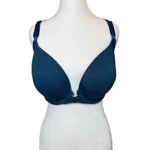 Cacique Boost Plunge Bra Front Clasp Rainbow Straps Navy Blue 40DD